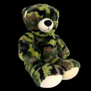Build-A-Bear Camo Teddy Bear Plush Stuffed Animal 16 in Woodland Military 2011